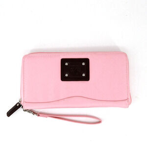 Rowallan Scotland Wallet Women Pink Nylon Zip Around Clutch ID Cards Cash Coin